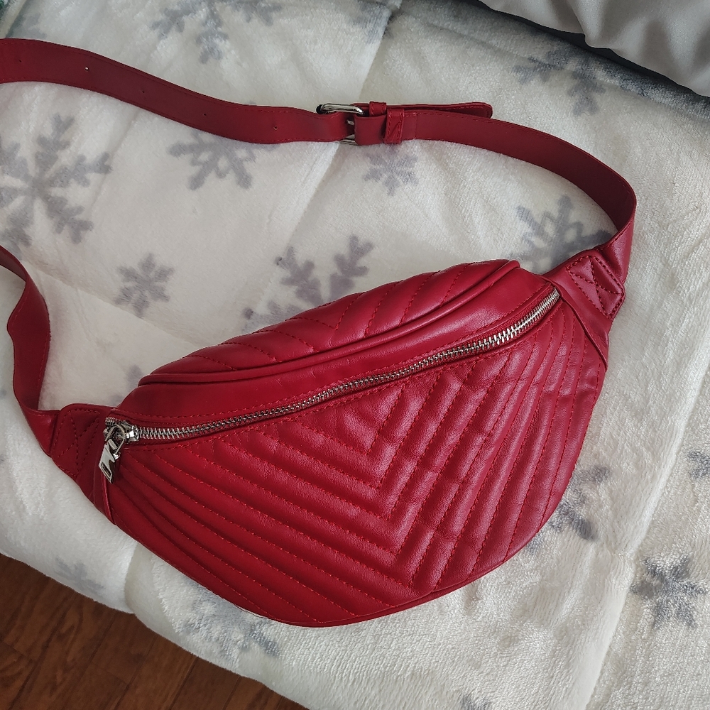 Red Quilted Women's Belt Bag Crossbody